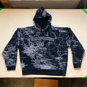 California map all over print hooded sweatshirt